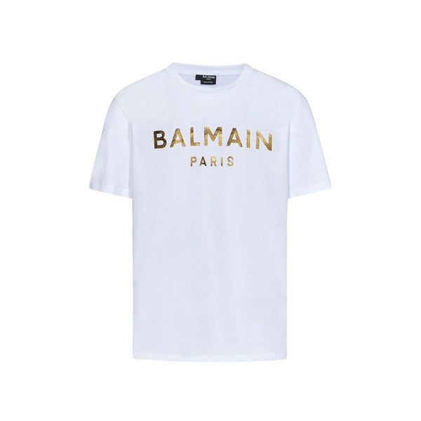 Kids White Logo Print Half Sleeves T-Shirt