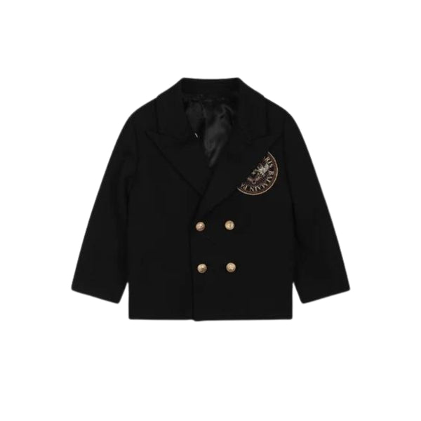 Baby Boys Black Coat With Logo