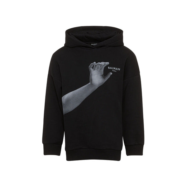 Boys Black Graphic-Print Hoodie