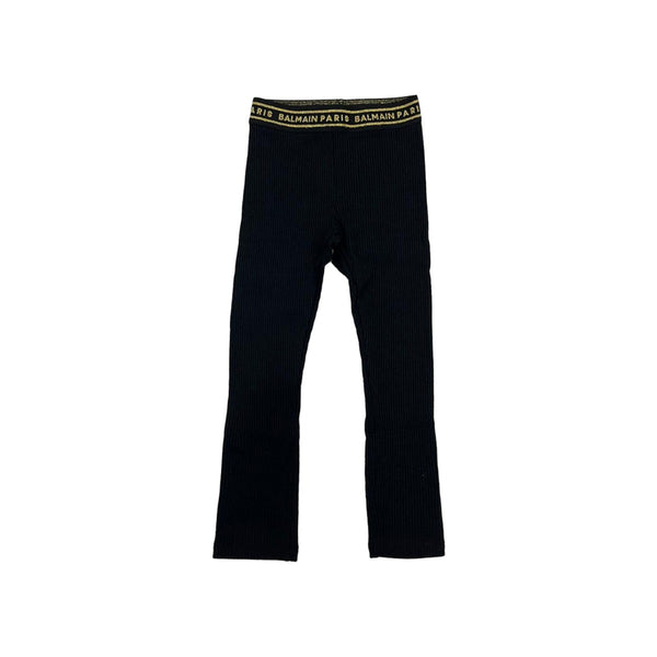 Girls Black Logo Wool Leggings