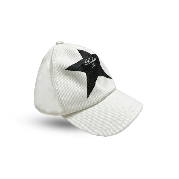Kids White Star-Patch Logo Cap