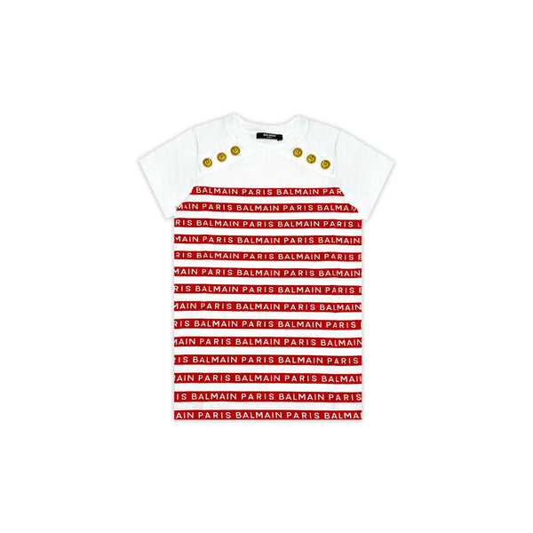 Girls White & Red Stripes Dress