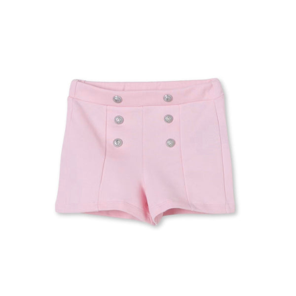 Baby Girls Pink Button-Detailed Shorts
