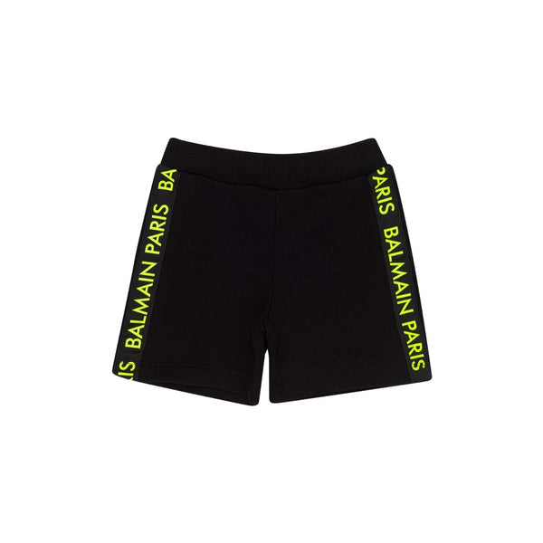 Baby Boys Black Logo-Stripes Shorts