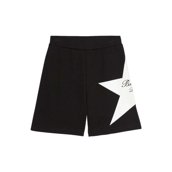 Boys Black Cotton Star Shorts