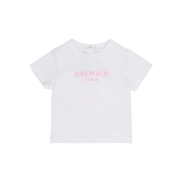 Baby Girls White Logo-Print Cotton T-Shirt