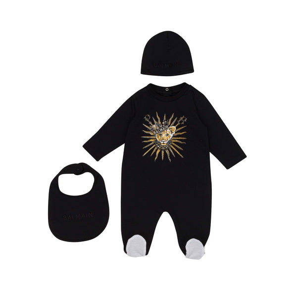 Baby Unisex Black Logo Romper Set of 3