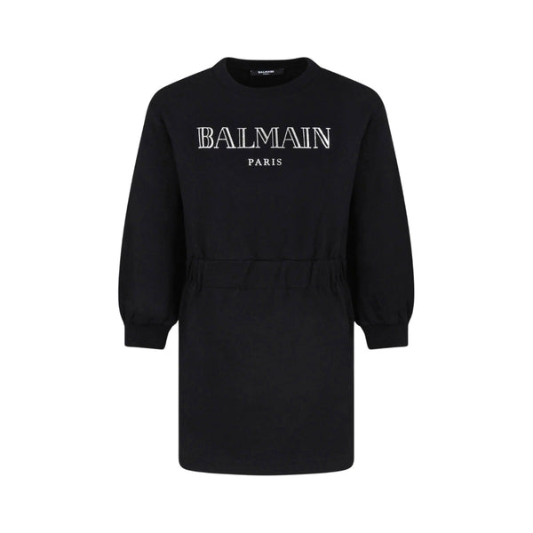 Girls Black Logo-Embroidered Sweatshirt Dress