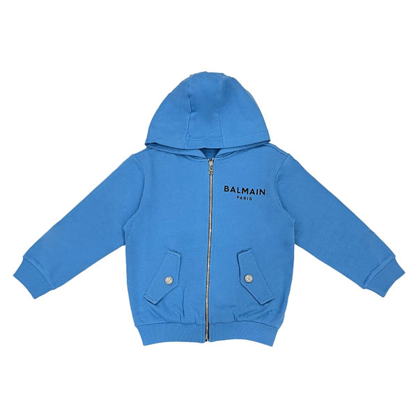 Boys Blue Logo-Print Zip-up Hoodie
