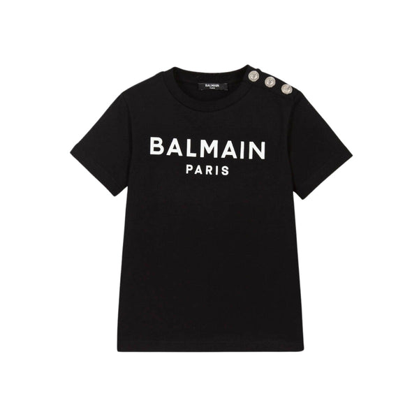 Unisex Black Balmain Paris Cotton T-Shirt