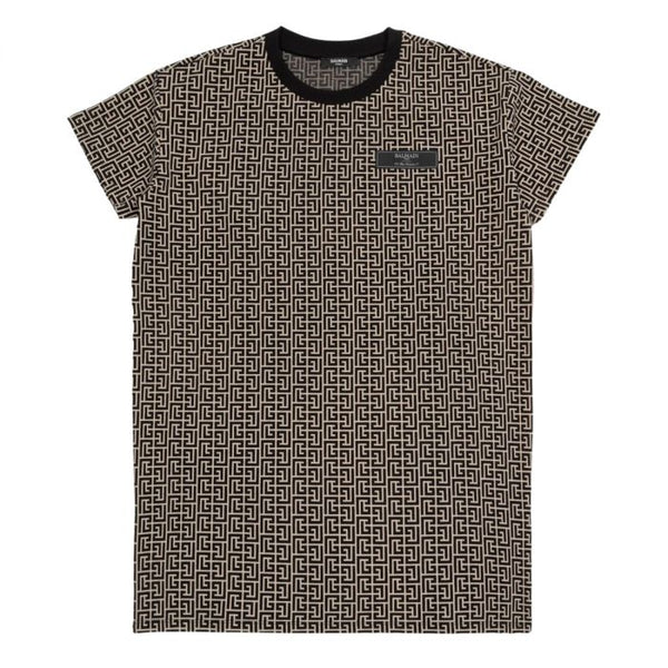 Girls Black Monogram-Jacquard T-shirt Dress