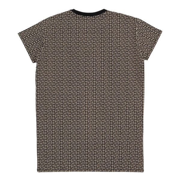 Girls Black Monogram-Jacquard T-shirt Dress