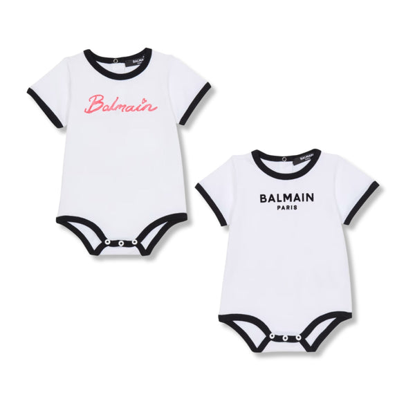 Baby Girls White Logo-Print Romper Set of 2