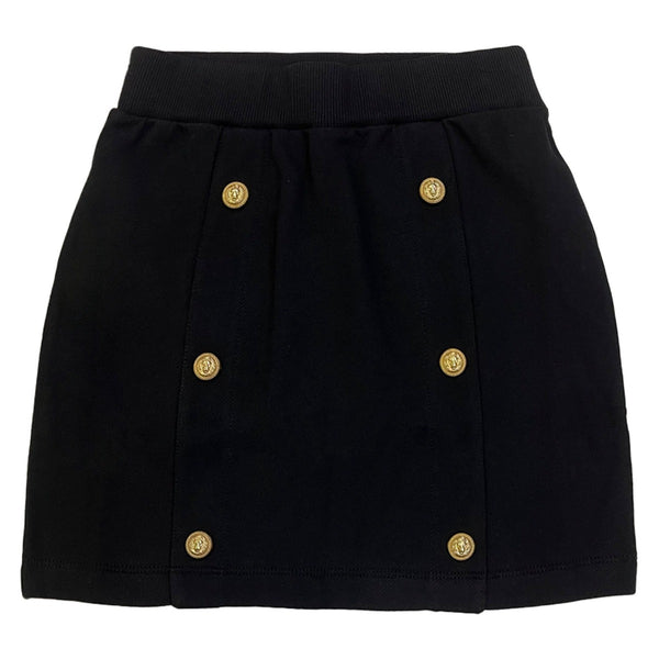 Girls Black Mini-Skirt With Gold-Toned