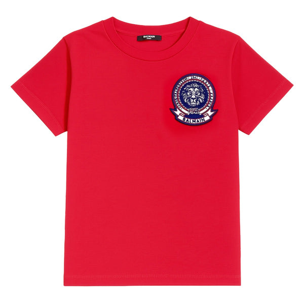 Boys Red Logo-Patch T-shirt