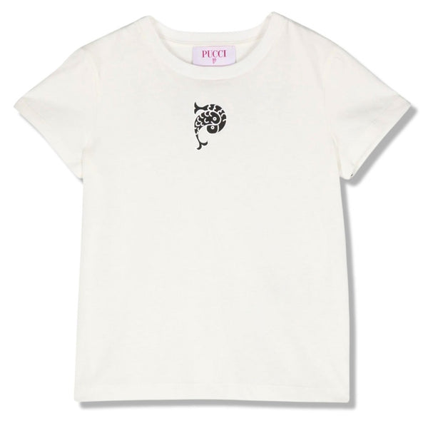 Girls White Logo-Print Cotton T-shirt