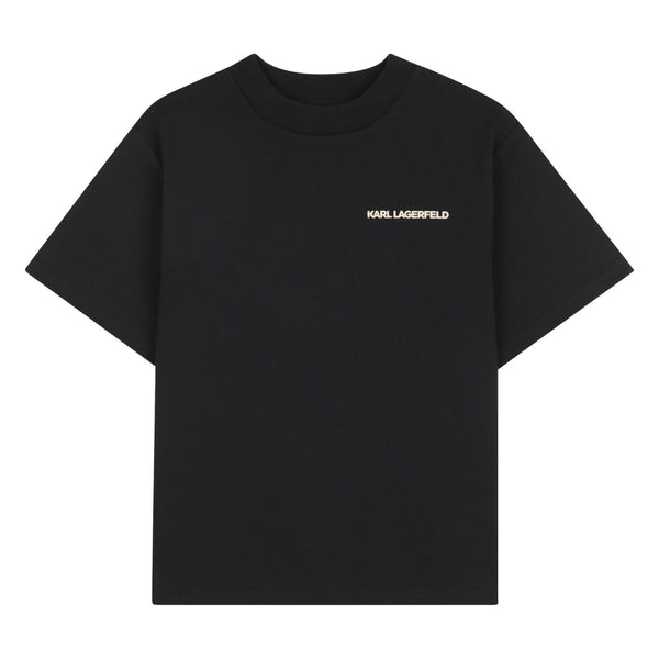 Boys Black Graphic-Print T-Shirts