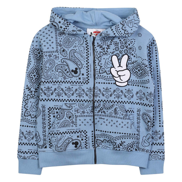 Boys Blue Bandana-Print Zip-Up Hoodies
