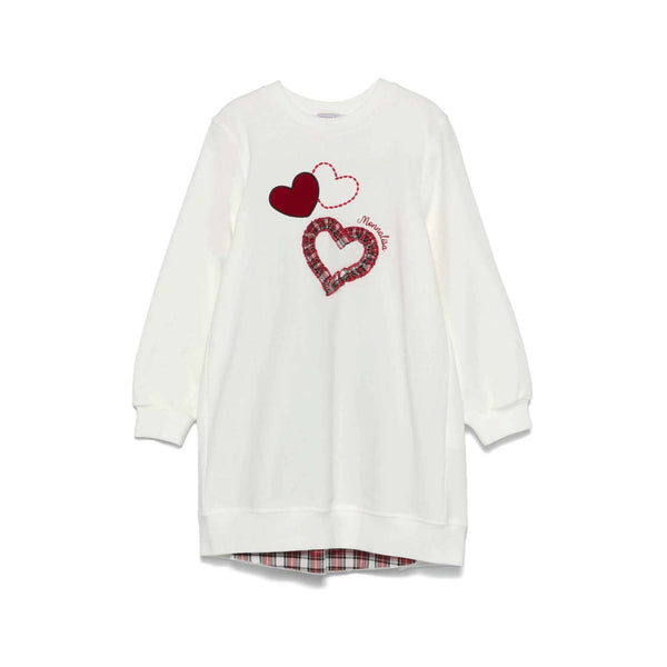 Girls White Cotton Sweatshirt Dress