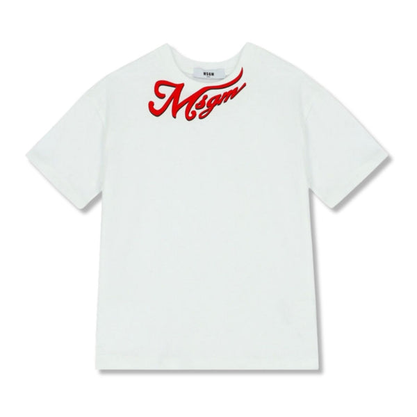 Boys White Cotton Logo T-Shirt