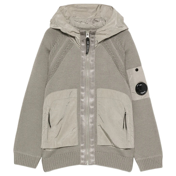 Boys Grey Logo-Patch Knitted Zip-Up Jackets