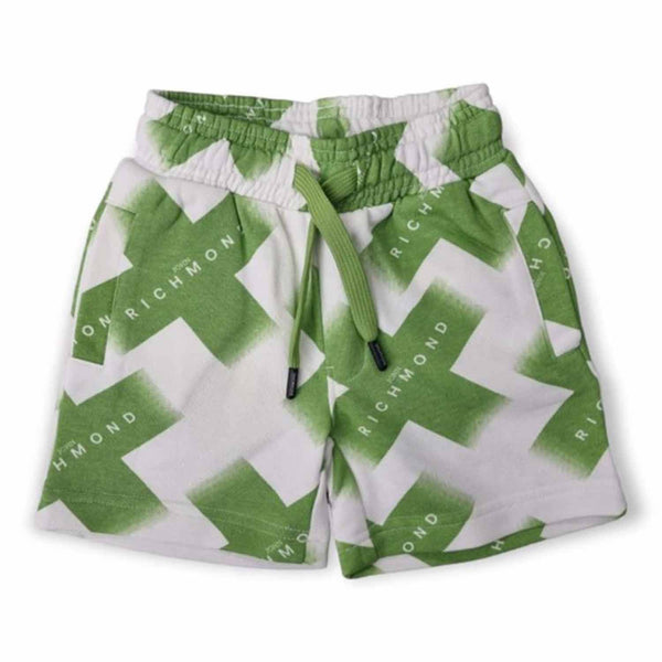 Boys Green & White Cotton Shorts