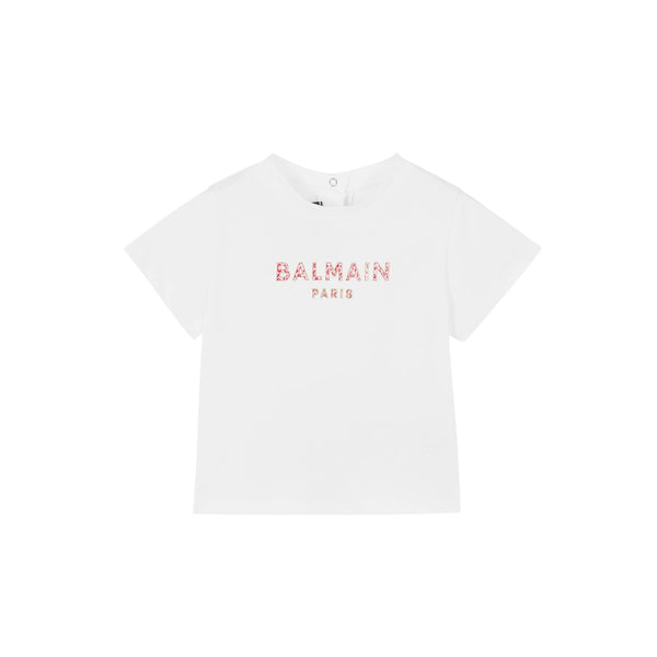 Girls White Leopard Logo T-Shirt