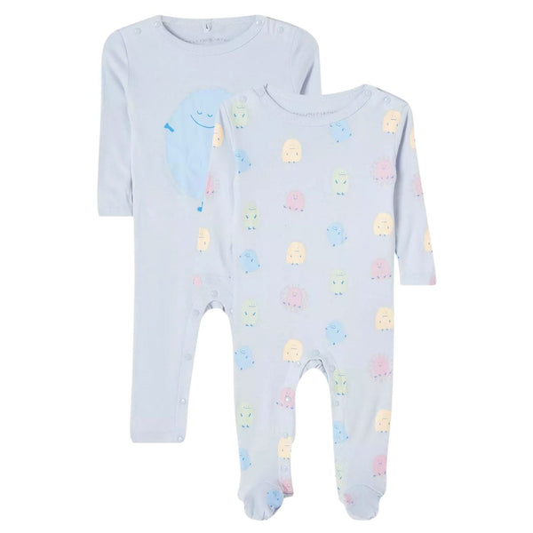 Baby Boy Blue Logo-Print Rompers Set Of 2