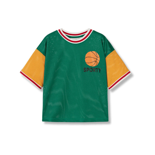 Boys Green Mesh Basketball T-Shirt