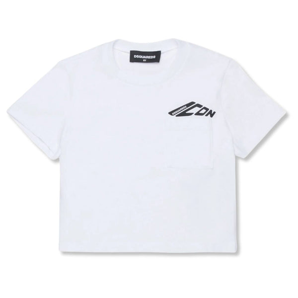 Girls White Logo Icon Print T-Shirts