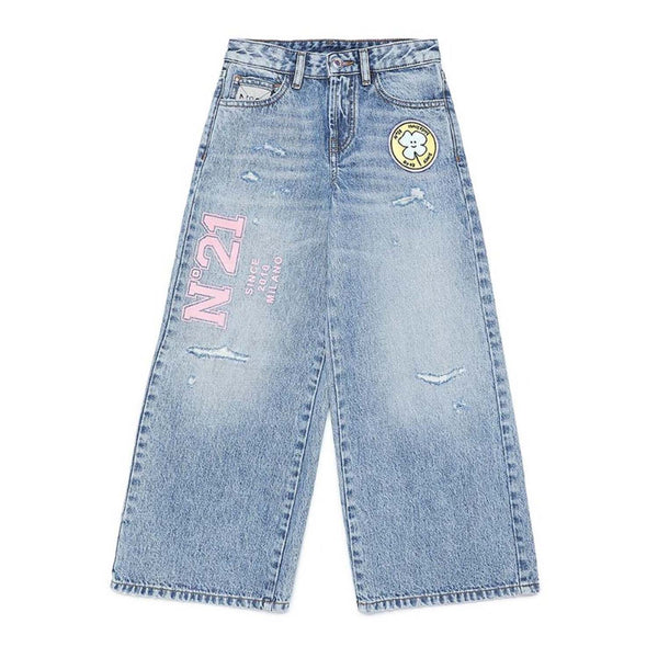 Denim Pants With Rips And Darns