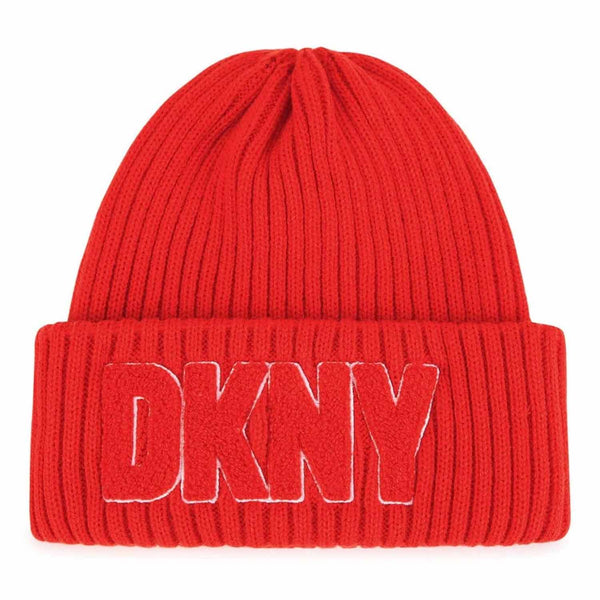 Kids Orange Embroidered Knitted Beanie