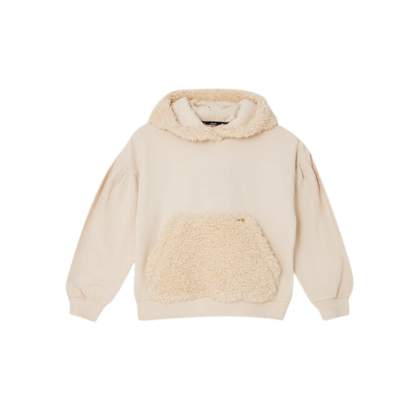 Girls Cream Sweatshirt With Teddy Details