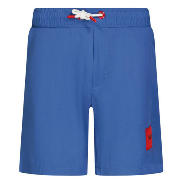Boys Blue Logo Print Swim Shorts