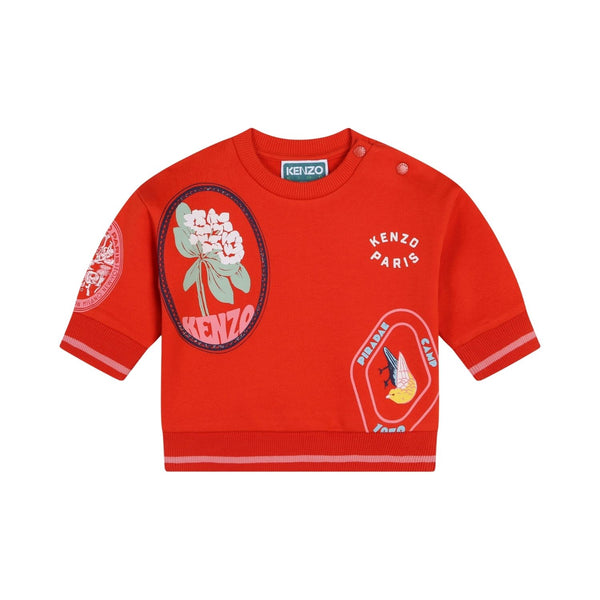 Baby Girls Red Printed Sweatshirt