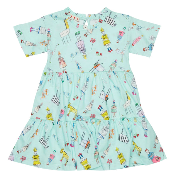 Baby Girls Green Graphic-Print Dress