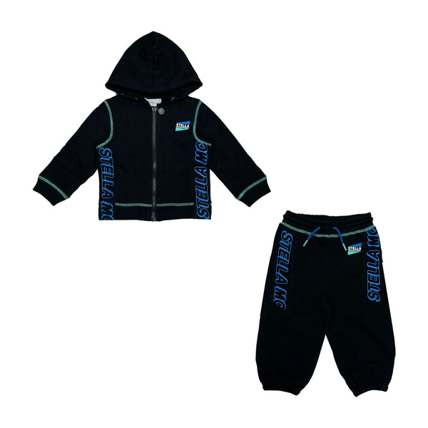 Boys Black Logo-Patch Tracksuits
