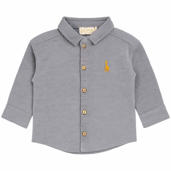 Baby Boys Silver Embroidered Logo-Print Shirt