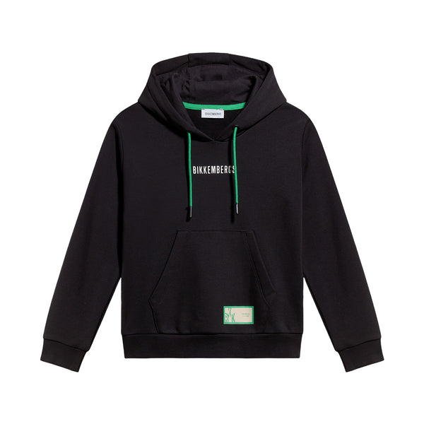 Boys Black Logo-Print Cotton Hoodie
