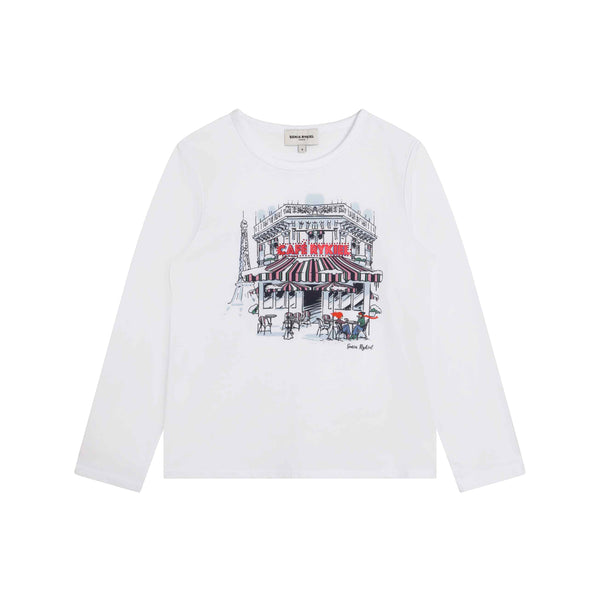 Girls White Graphic-Print T-Shirt