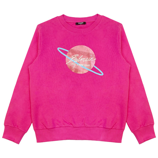 Girls Pink Universe Graphic Logo Sweatshirt