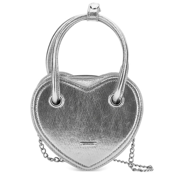Girls Silver Logo-Print Hand Bags