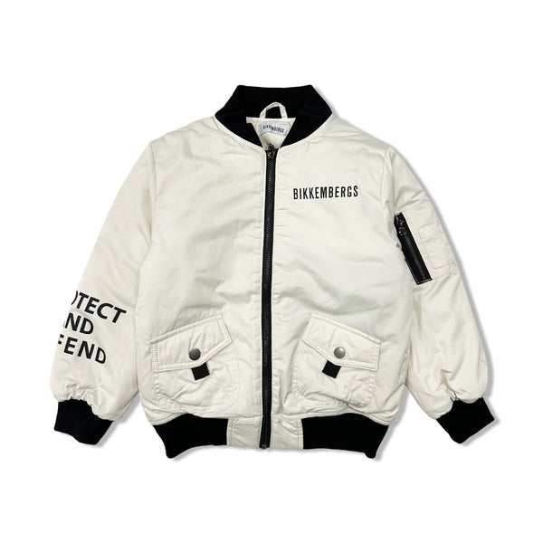 Boys White Logo-Print Puffer Jacket