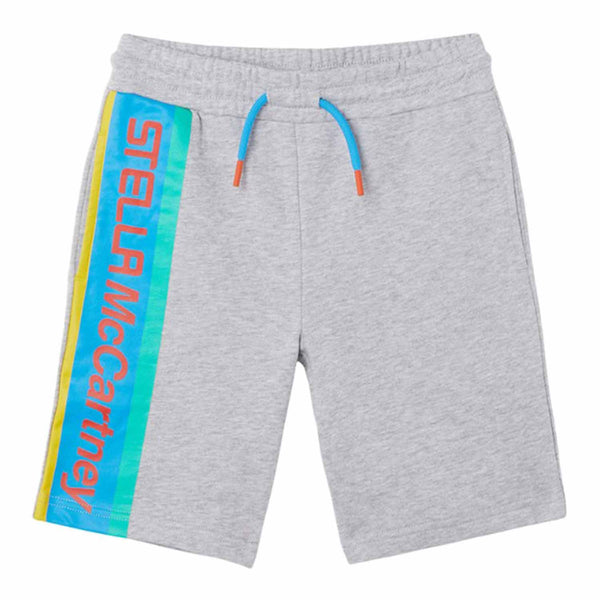 Boys Grey Cotton Logo Print Shorts