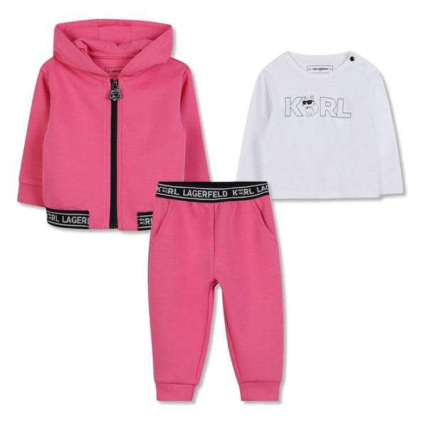 Baby Girls Pink Logo-Print Tracksuit