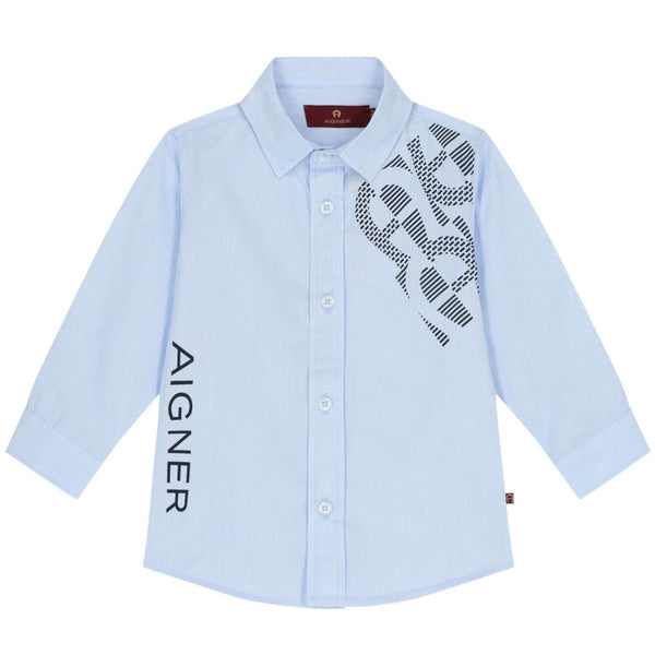 Baby Boys Blue Logo-Print Shirt
