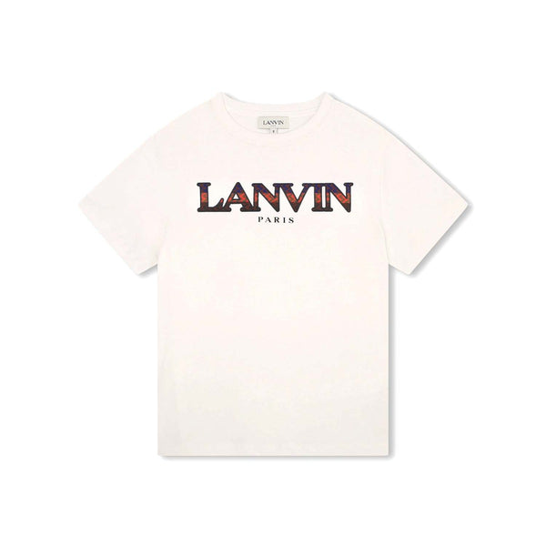 Kids Ivory Curb Logo-Embroidered T-shirt