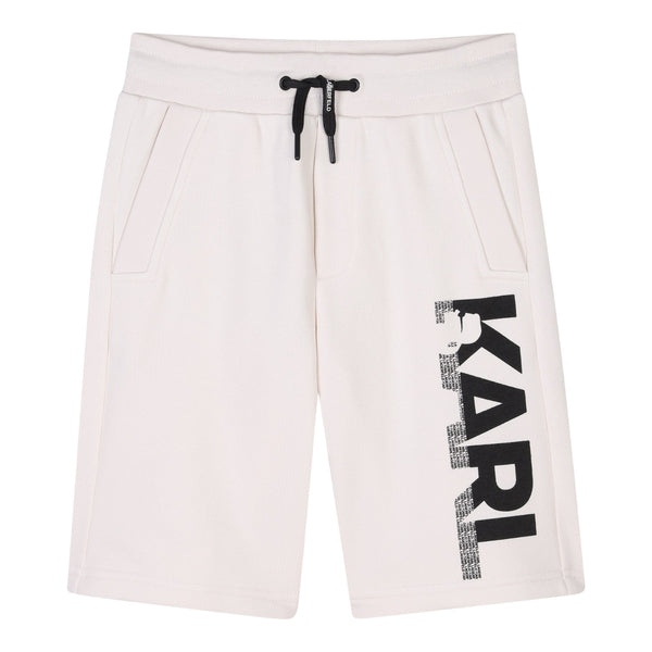 Boys White Logo-Print Bermuda Shorts
