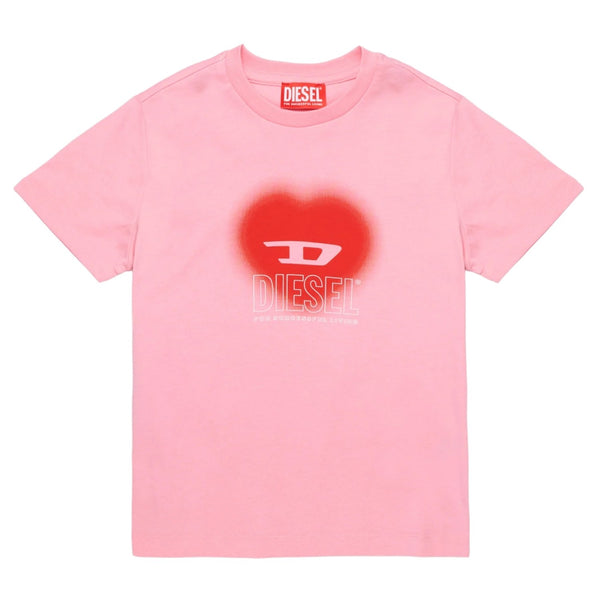 Girls Pink T-Shirt With Heart Graphics