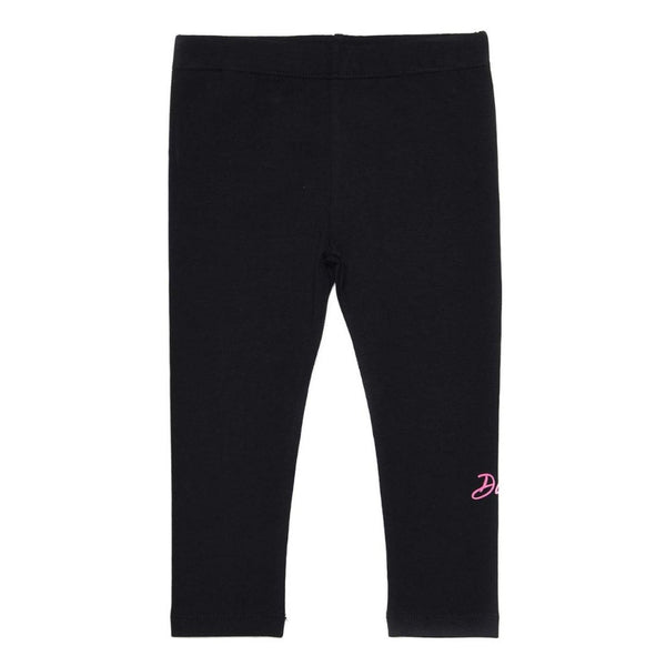 Black Leggings With Pink Logo Print